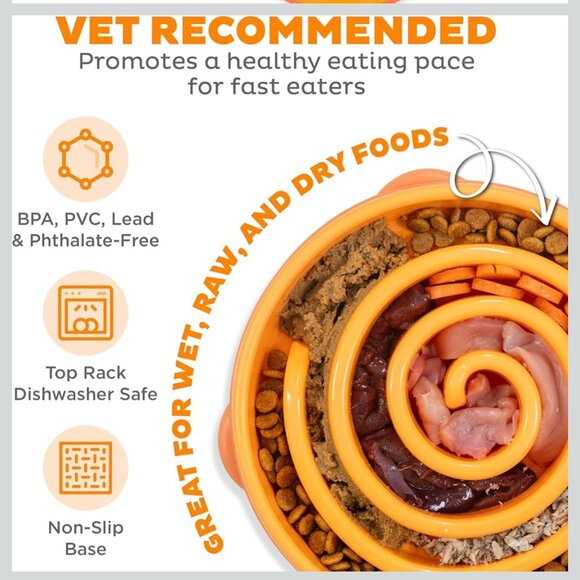 OUTWARD HOUND Fun Feeder Dog Bowl Interactive Slow Eating 10" x 2" - Picture 4 of 9